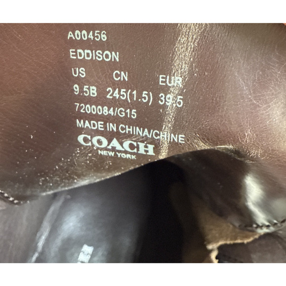 Coach Womens Edison Leather Boots Chestnut Brown sz 9.5 B Side Zipper VG Used - Picture 12 of 14